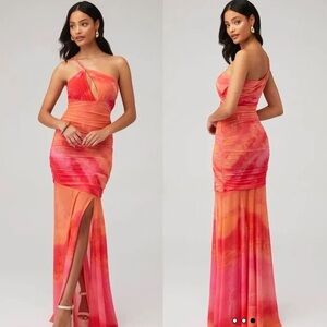 Rococo Sands cloud dress in pink and Orange one shoulder